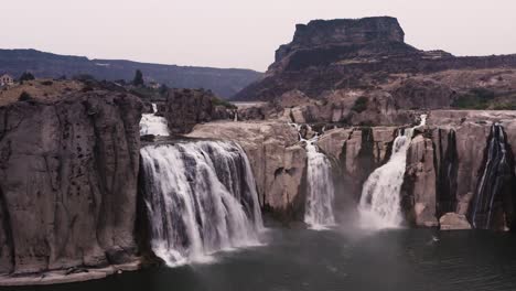 beautiful rock waterfalls of shoshone falls park in idaho -aerial