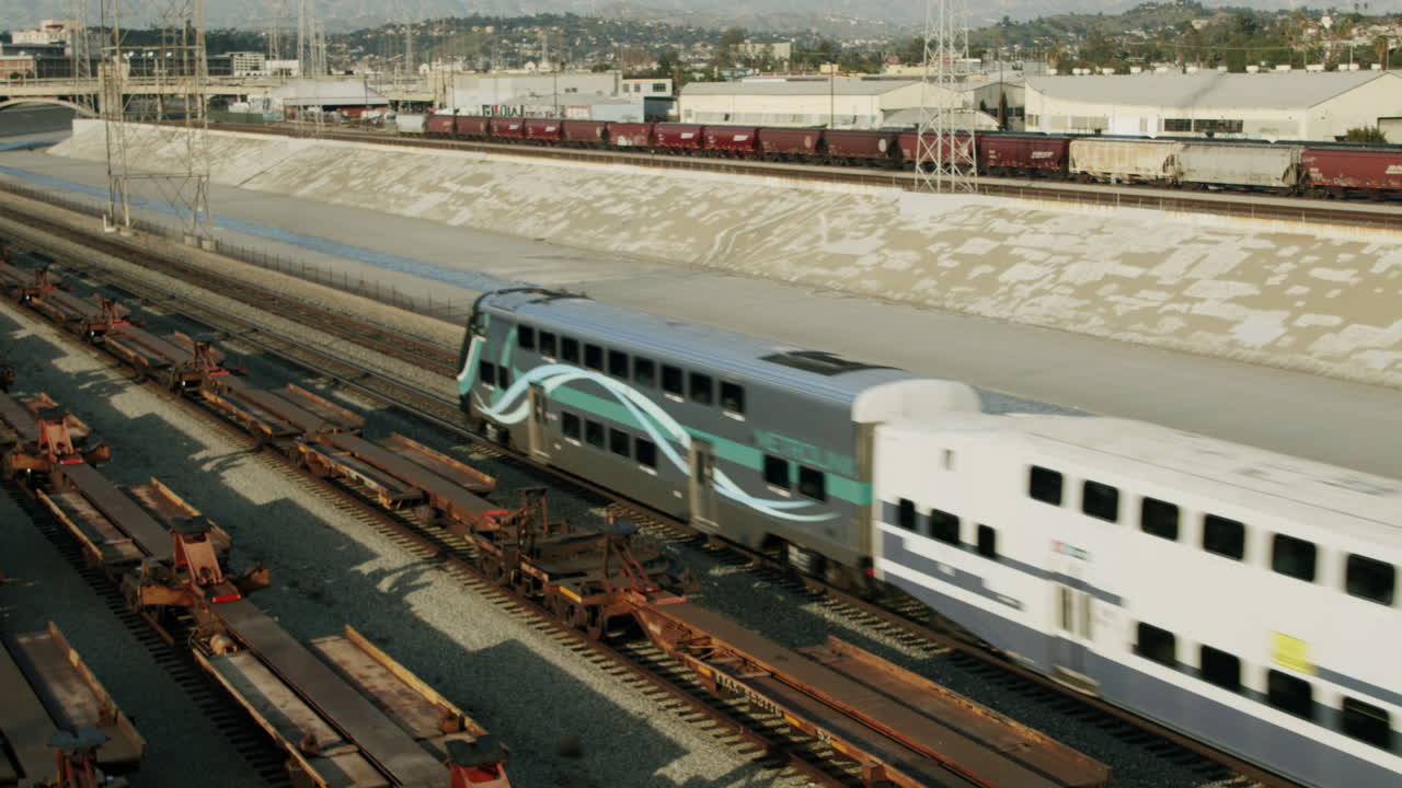 Metrolink Commuter Train Moving on Tracks