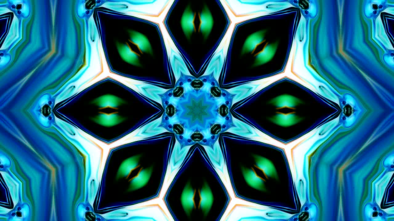 movimiento de caleidoscopio abstracto: círculos geométricos y formas de estrellas