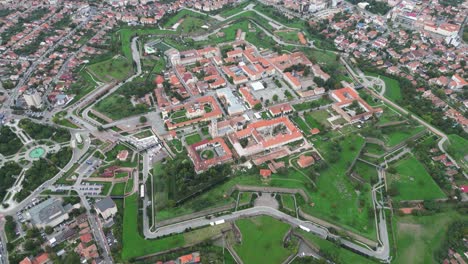 alba lulia fortified city in transylvania, romania - aerial 4k circling