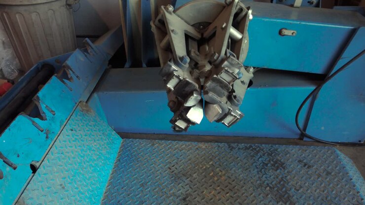 A shot of a truck tire changer machine