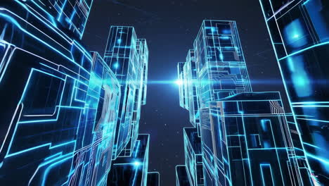 futuristic digital cityscape