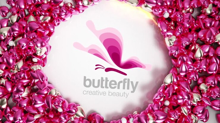 Butterfly Beauty Logo with Hearts