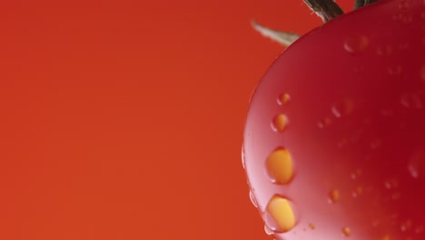 close-up of a wet cherry tomato