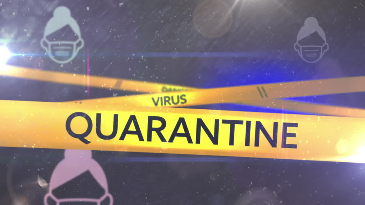 코로나19 아이콘 위에 있는 위험 바이러스 텍스트의 애니메이션