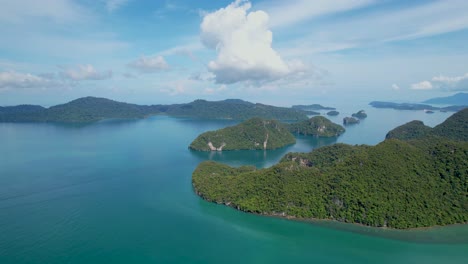 panorama aéreo del lago dayang bunting en malasia, isla langkawi