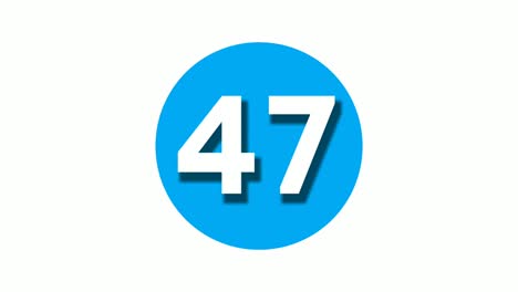 number 47 forty seven sign symbol animation motion graphics on blue circle white background,cartoon video number for video elements