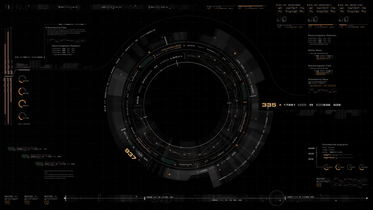 Futuristic motion graphic user interface head up display screen