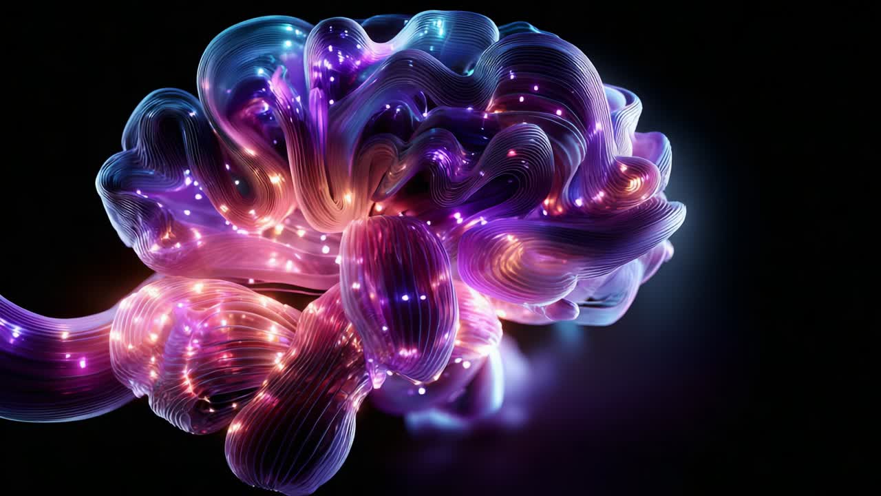 A Stunning Visualization of the Human Brain with Ethereal Colors and Fluid Dynamics, Showcasing the Complexity and Beauty of Neural Connections in a Captivating Artistic Representation
