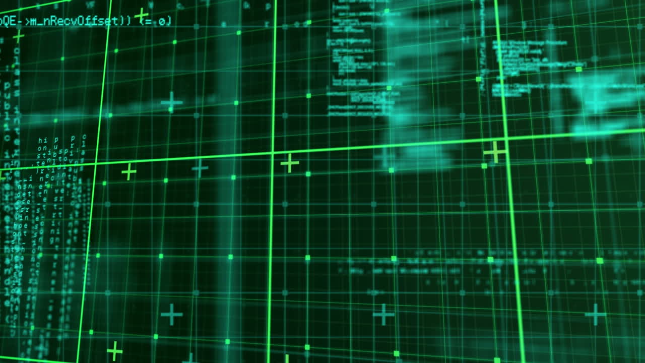 Animation of green data processing over grid