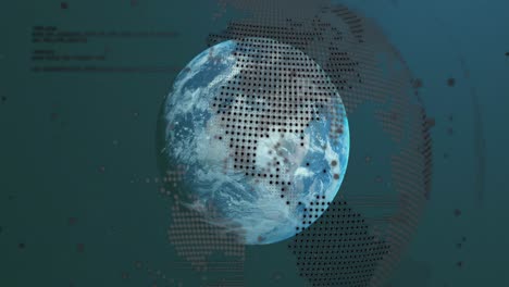 animation of data processing over globe on black background