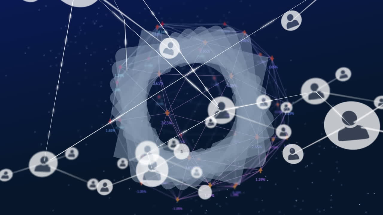 디지털 사람 아이콘과의 연결 네트워크의 애니메이션