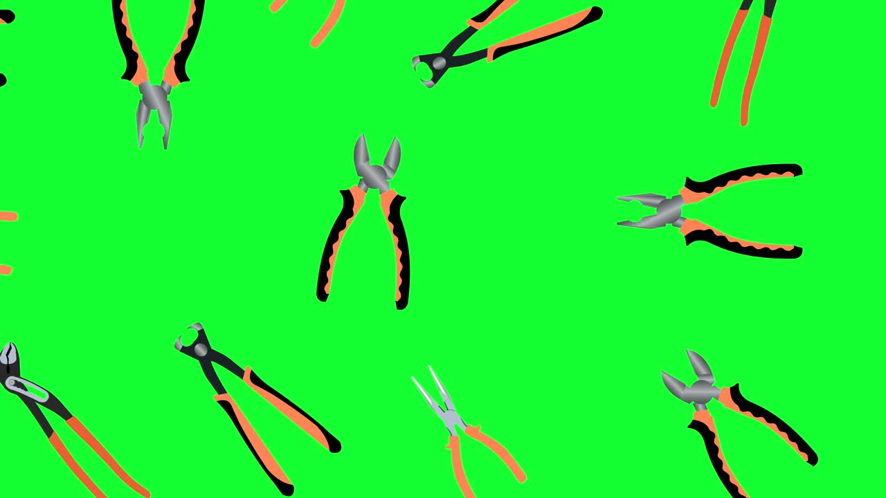 작업 클리어 도구 요소 그래픽 애니메이션, 녹색 화면 크로마 키, 원활한 루프