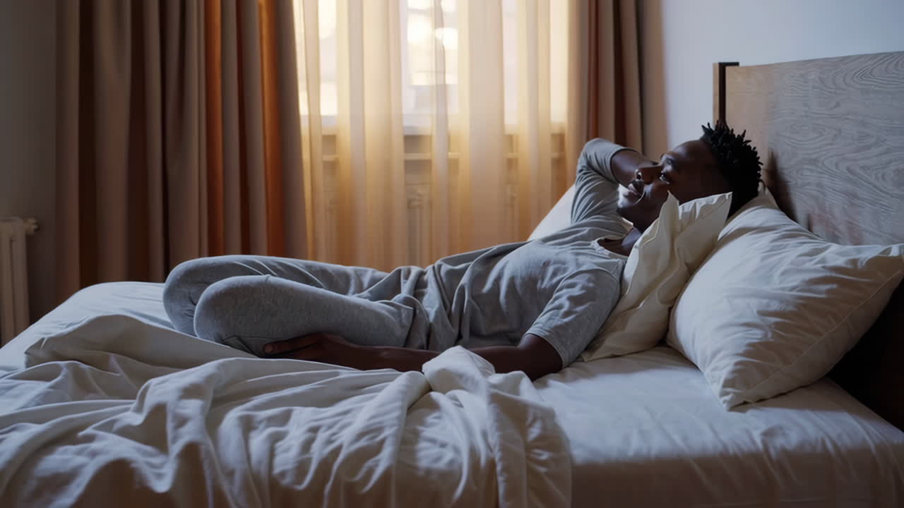 L'uomo che si rilassa a letto