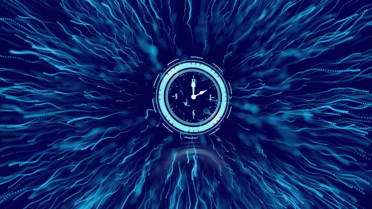 Animation of clock on dark blue background
