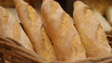 freshly baked baguettes in a basket