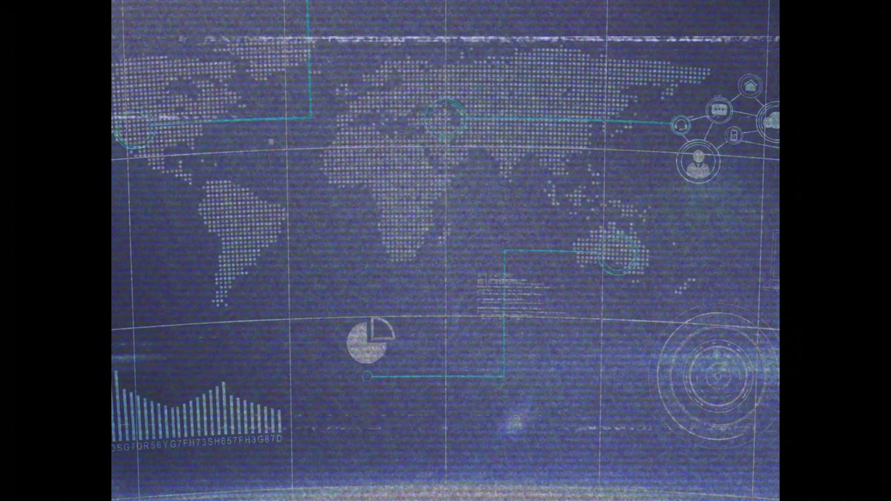 Horizontal scanline drifting upward causing dotted map glitching and illustrating data monitoring