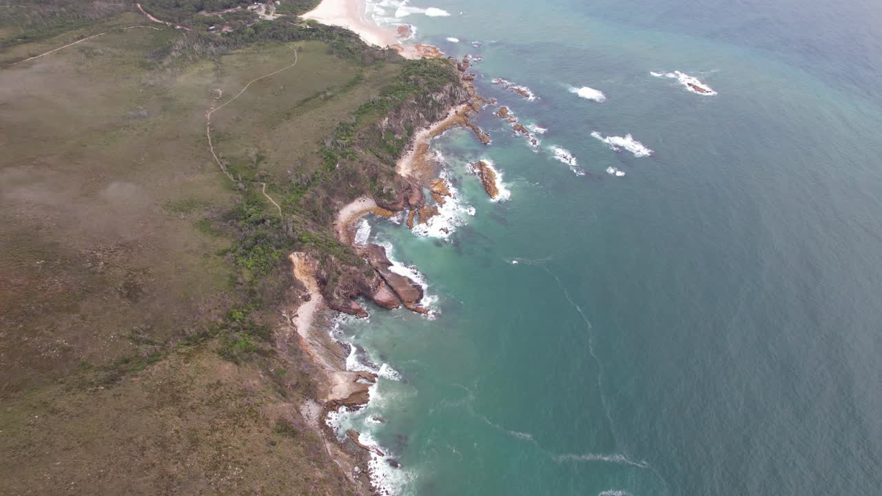 Aerial Shot Over Diamond Head Beach In NSW, Australia