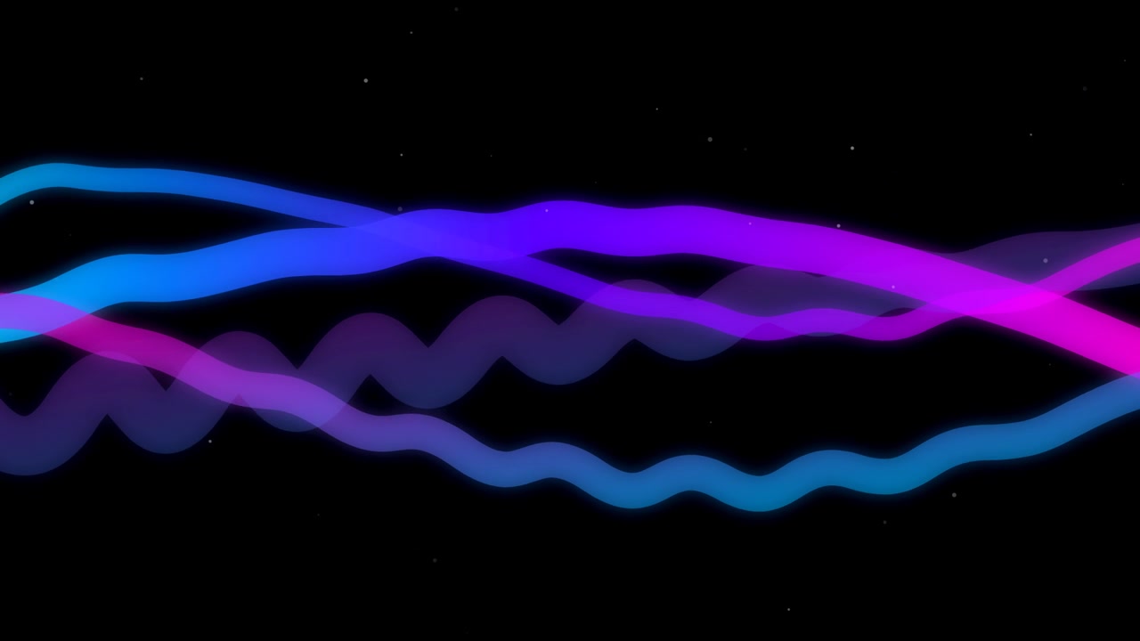 Líneas onduladas de neón abstractas moviéndose sobre un fondo oscuro