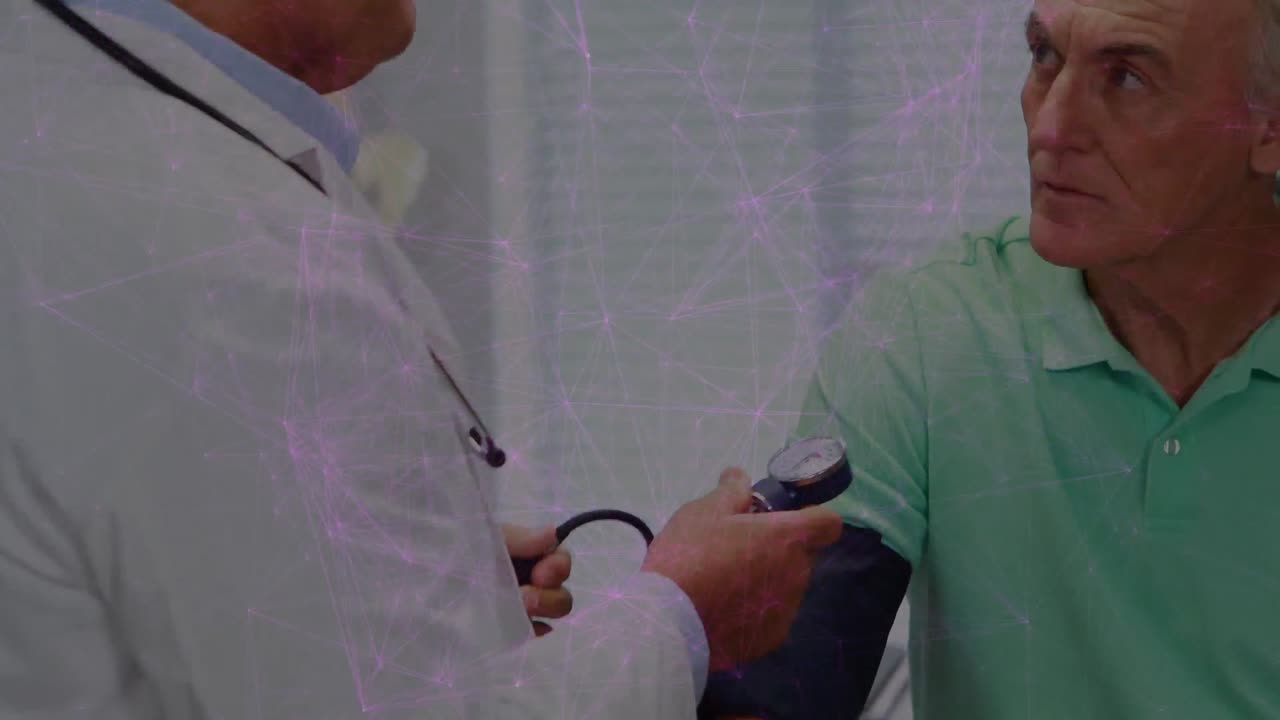 animación de la red de conexiones entre diversos escolares y pacientes