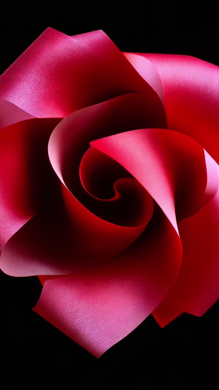Un primo piano mozzafiato di una rosa rossa vibrante in fiore, catturato su uno sfondo nero, che mostra gli intricati petali e la texture lussureggiante che incarnano la bellezza e l'eleganza nella natura