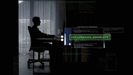 Hacker-Masculino-Obtiene-Acceso-Digital-En-Internet---Infiltración-De-Superposición-Digital-Completa