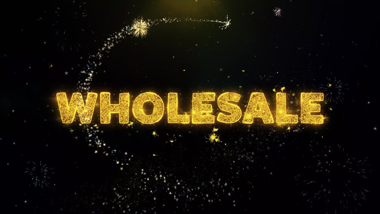 Wholesale text on gold glitter particles spark exploding fireworks display sale discount price off