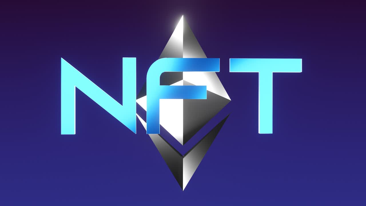 회전하는 nft 배경: 비 지블 토큰 개념, 디지털 아트 또는 암호 아트