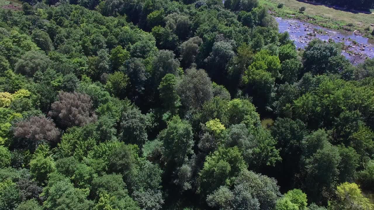 Countryscape with church. Aerial view of the small town and church