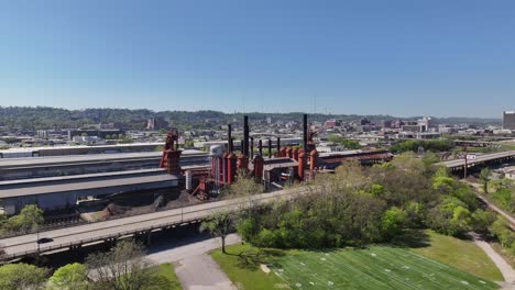 historic sloss furnaces drone view