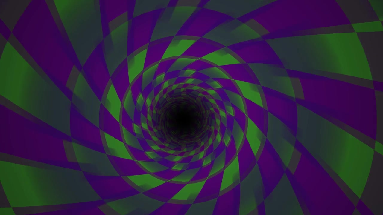 Abstract Green and Purple Spiraling Checkerboard Tunnel Background