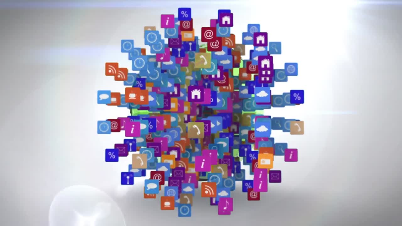 animación de iconos de medios en todo el mundo