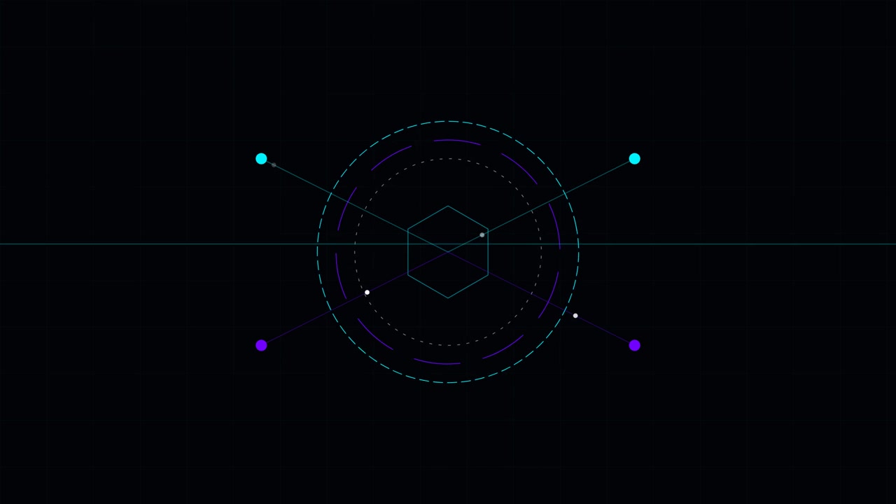 Abstract Geometric Motion Graphics with Rotating Hexagon and Circular Elements