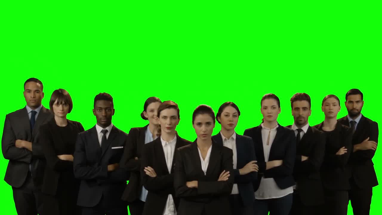 팔을  ⁇ 고 서 있는 사업가 들 의 팀