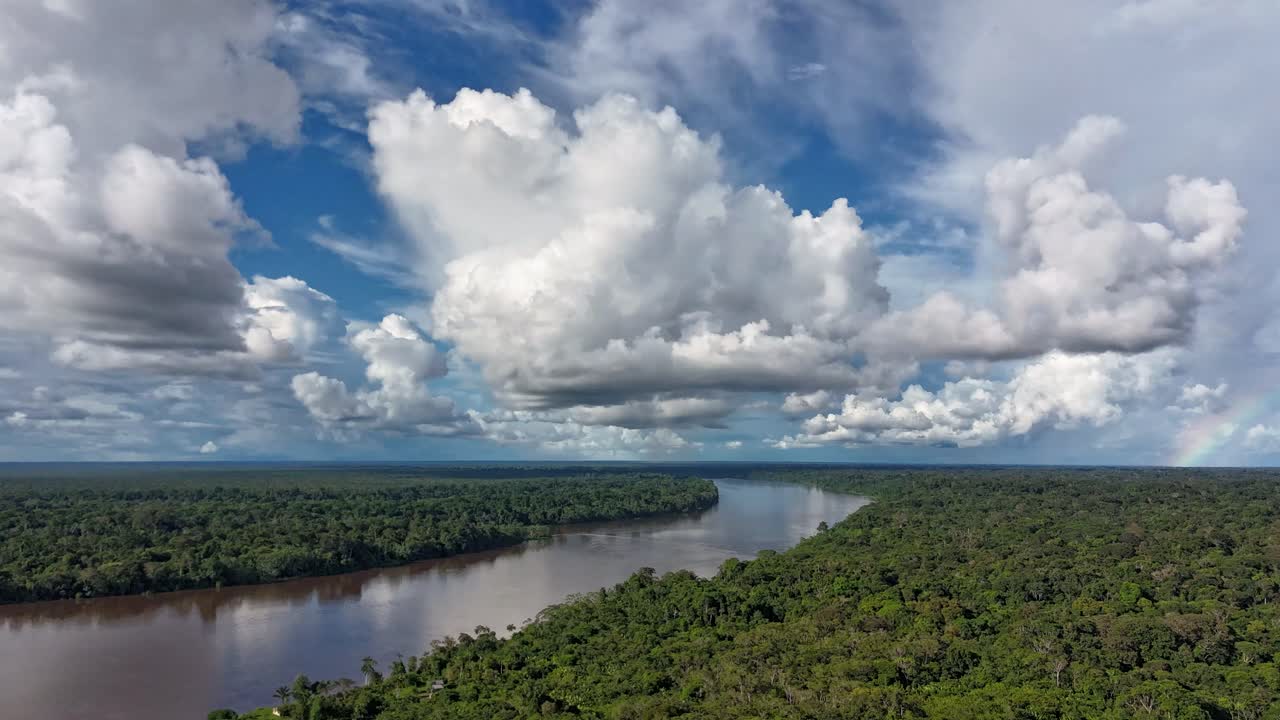 Heavy clouds and rain over the Amazon Rainforest