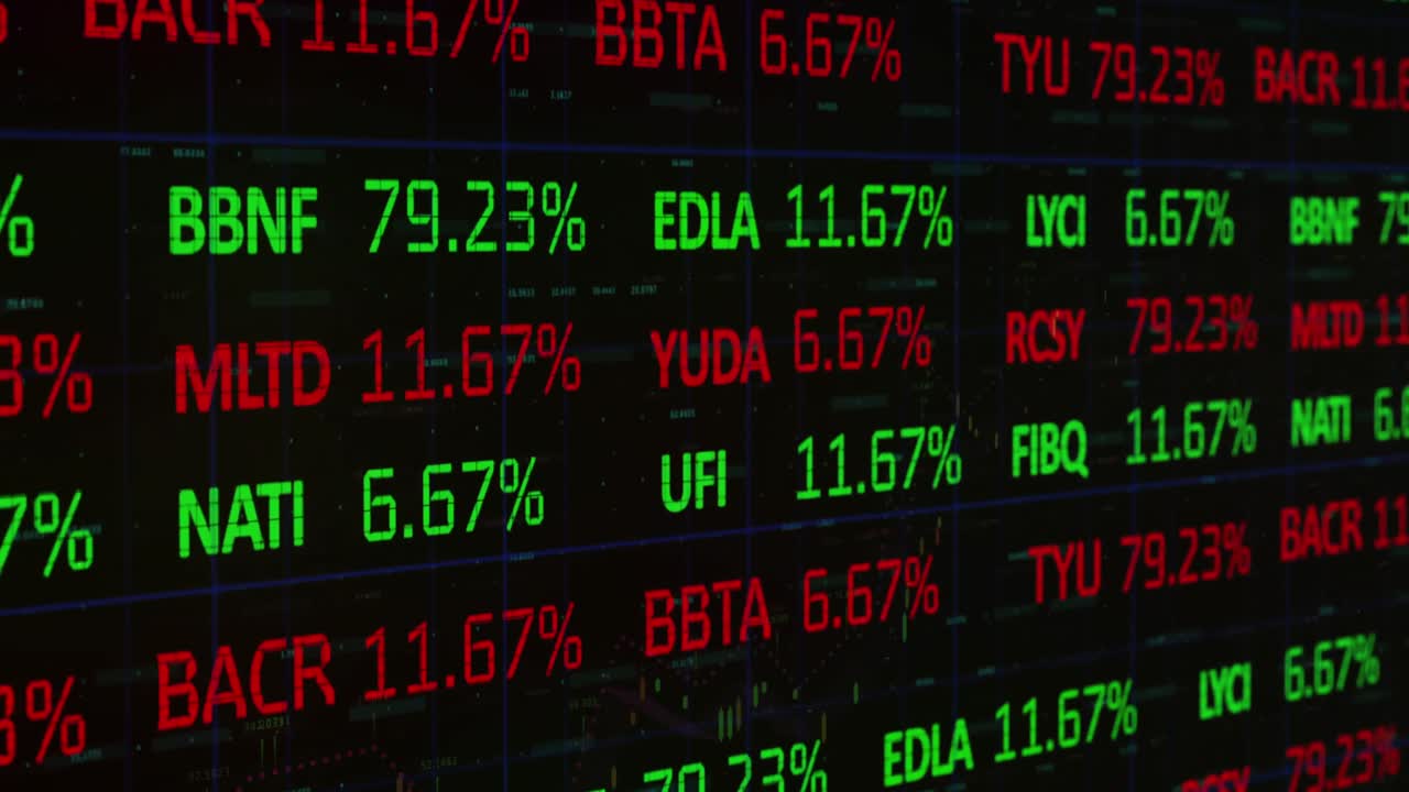 Animazione di elaborazione di dati finanziari e registrazione di statistiche