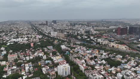 Aerial view of Thiruvanmiyur IT hub with high-rise office buildings