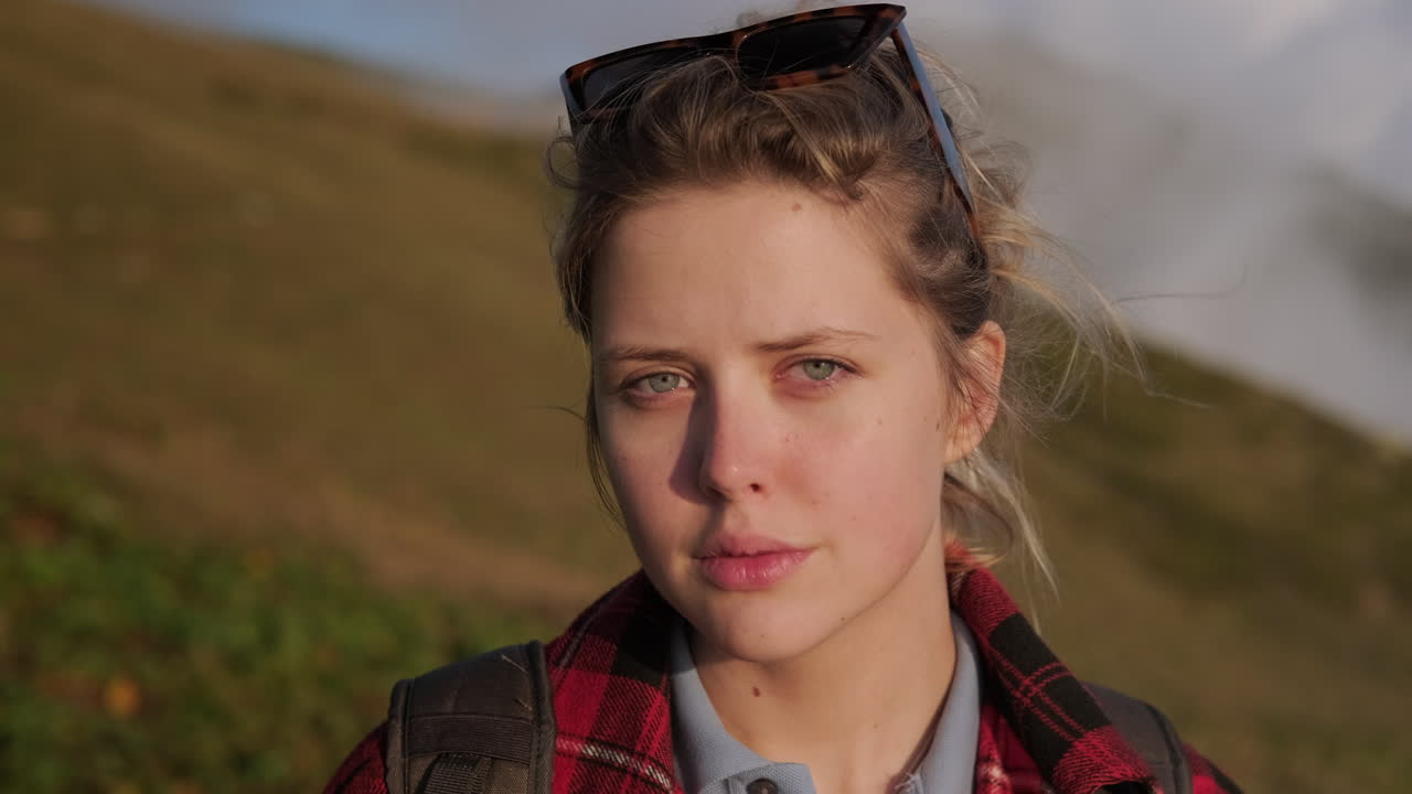 Woman Hiking in Mountains