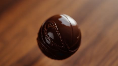 close-up of a single chocolate truffle