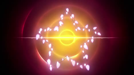 animación de decoración de navidad luces de hadas con espacio de copia sobre círculos amarillos