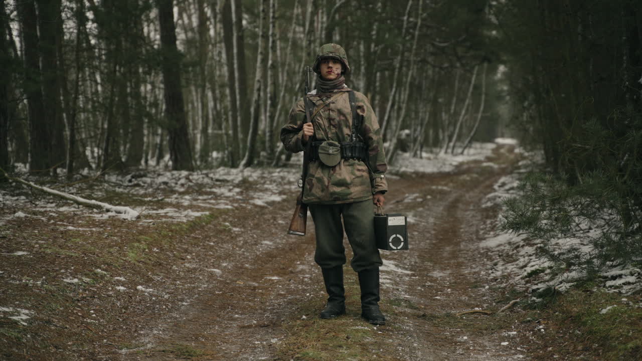 WWII German Soldier in Winter Forest