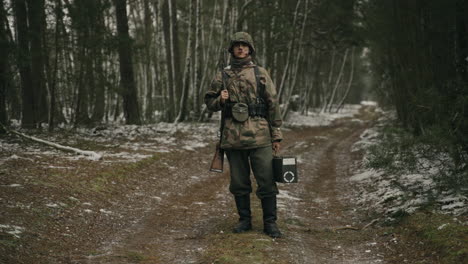wwii german soldier in winter forest