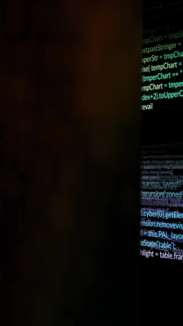Animation of data processing and shapes on black background