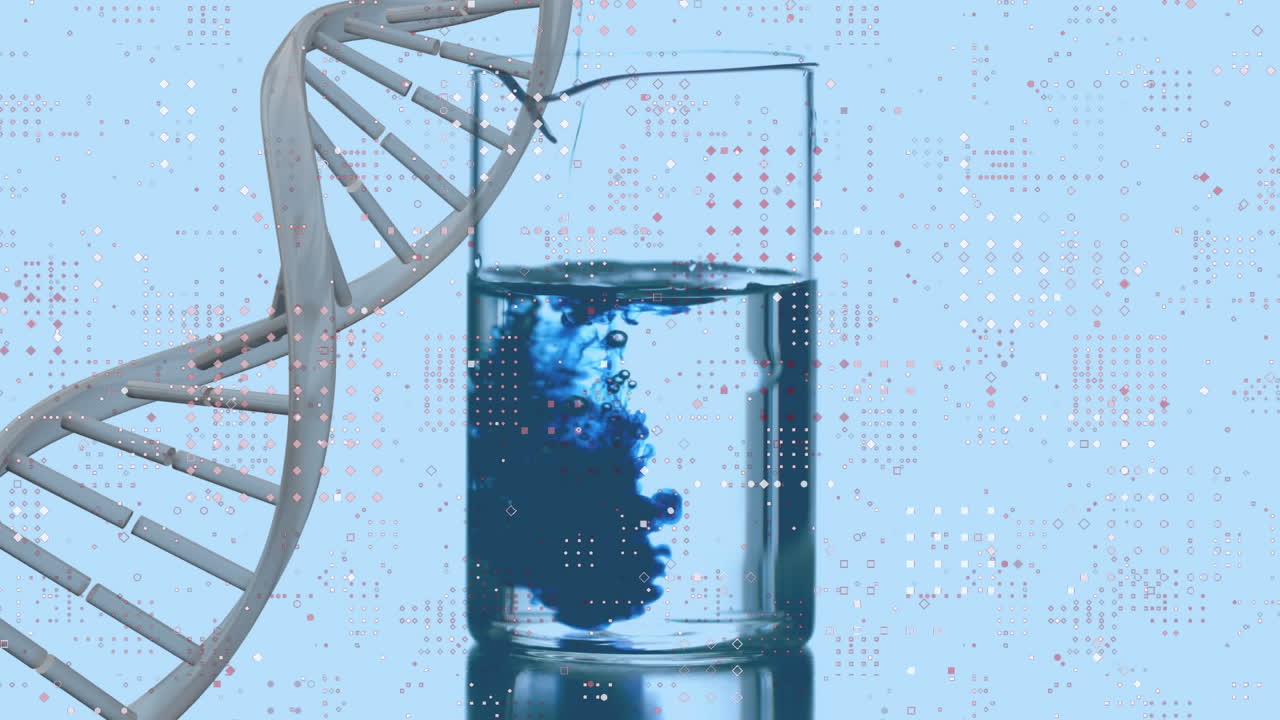 과 dna 줄의 애니메이션을 컵 위에