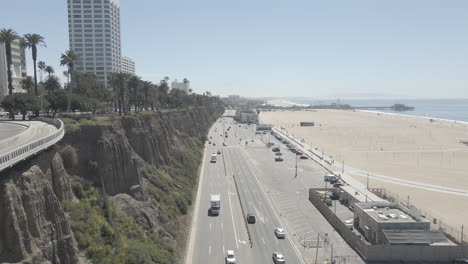 santa monica beach and cliffs as seen from above