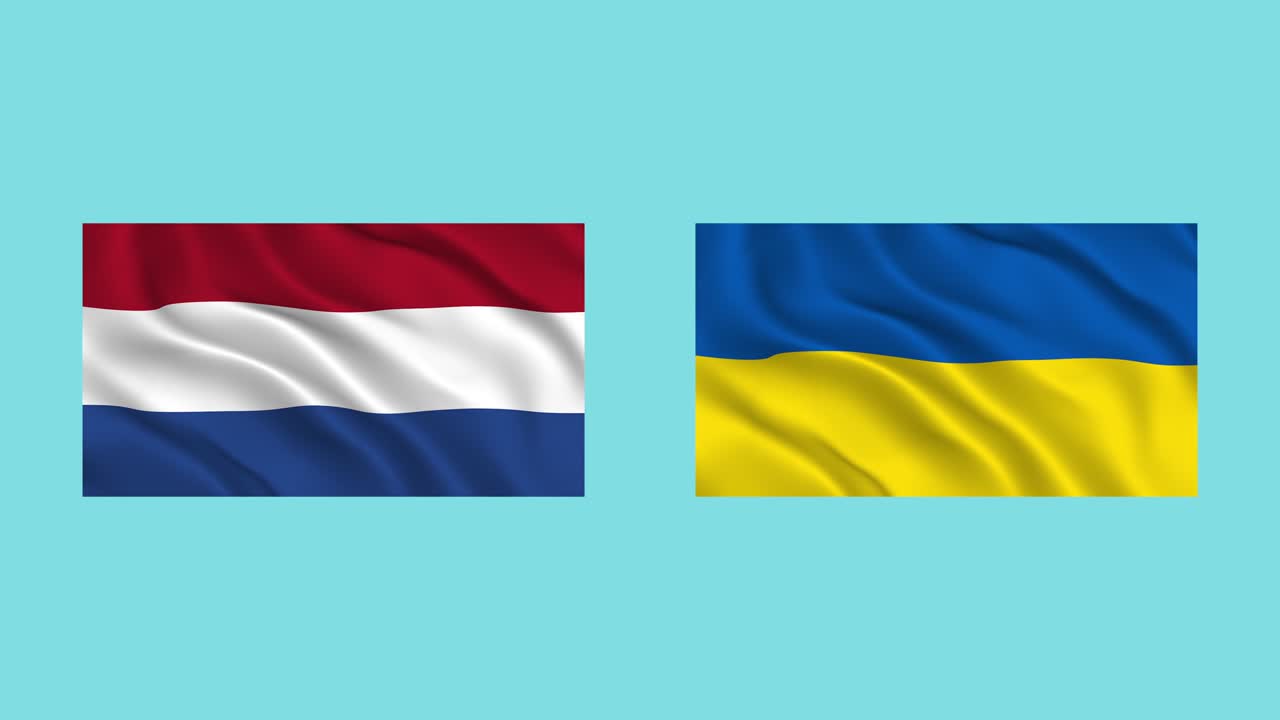 네덜란드와 우크라이나의 발을 휘두르는 발은 르키즈색 바탕에 고립되어 있습니다. 국가 간의 관계를 설명하기 위해.