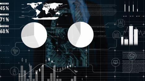 Animación-Del-Procesamiento-De-Datos-Y-Estadísticas-En-Pantalla-Sobre-El-Candado-De-Seguridad-En-Línea