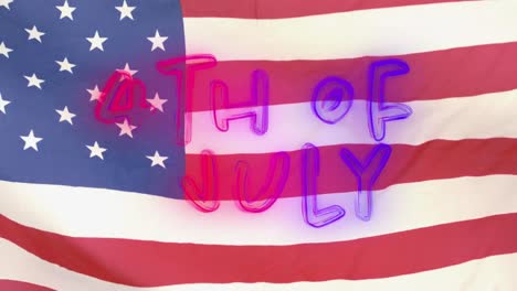 4th of july text and american flag