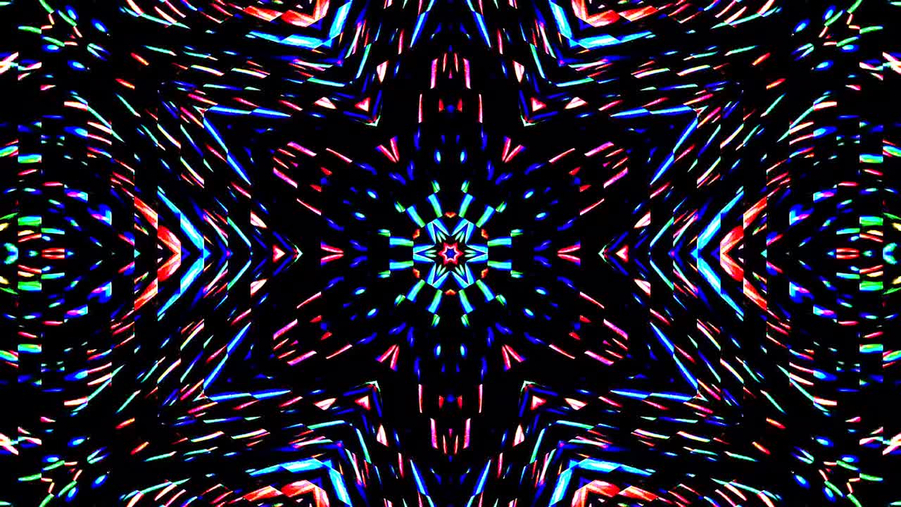 Abstract kaleidoscope shining beautiful red blue line smooth motion with shining light motion