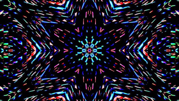 Abstract kaleidoscope shining beautiful red blue line smooth motion with shining light motion